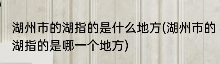 湖州市的湖指的是什么地方(湖州市的湖指的是哪一个地方)