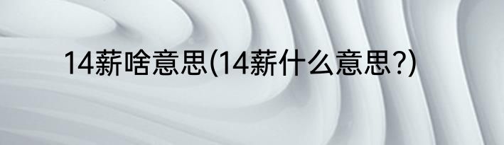 14薪啥意思(14薪什么意思?)