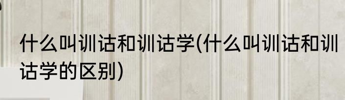 什么叫训诂和训诂学(什么叫训诂和训诂学的区别)
