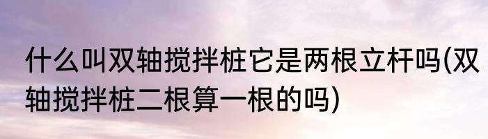 什么叫双轴搅拌桩它是两根立杆吗(双轴搅拌桩二根算一根的吗)