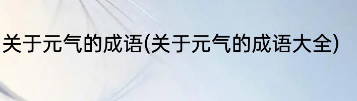 关于元气的成语(关于元气的成语大全)
