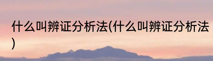 什么叫辨证分析法(什么叫辨证分析法)