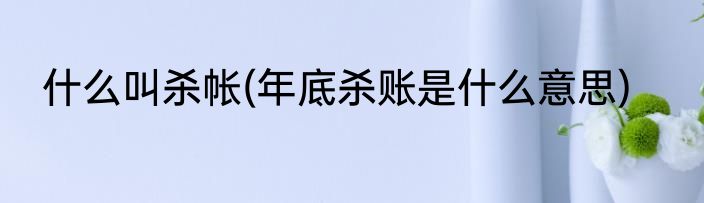 什么叫杀帐(年底杀账是什么意思)