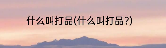 什么叫打品(什么叫打品?)