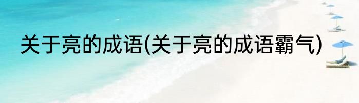 关于亮的成语(关于亮的成语霸气)
