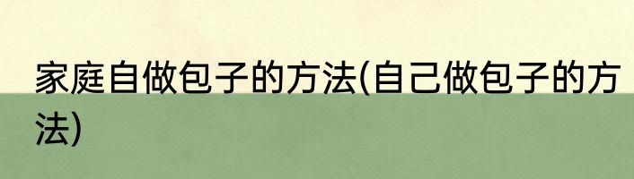 家庭自做包子的方法(自己做包子的方法)