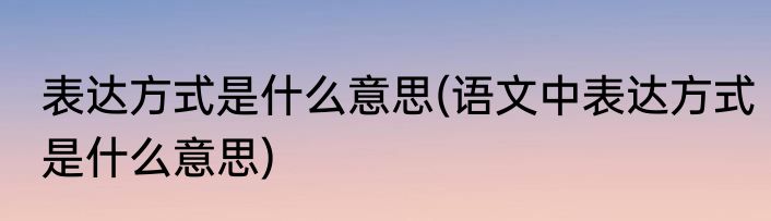 表达方式是什么意思(语文中表达方式是什么意思)