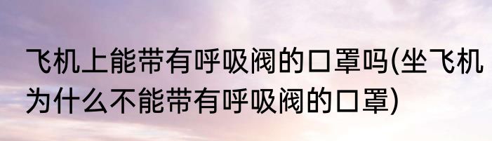 飞机上能带有呼吸阀的口罩吗(坐飞机为什么不能带有呼吸阀的口罩)