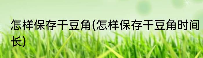 怎样保存干豆角(怎样保存干豆角时间长)