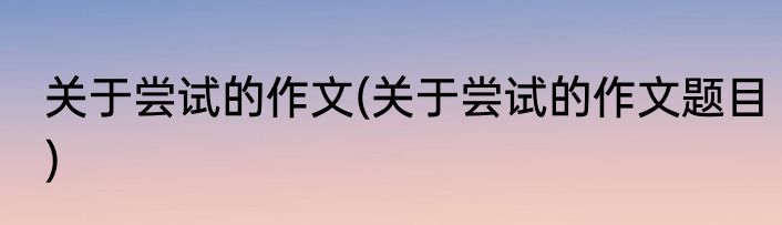 关于尝试的作文(关于尝试的作文题目)