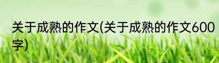 关于成熟的作文(关于成熟的作文600字)