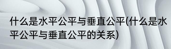 什么是水平公平与垂直公平(什么是水平公平与垂直公平的关系)