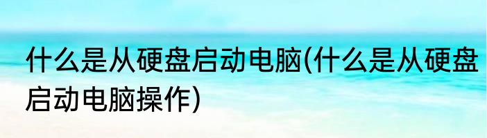 什么是从硬盘启动电脑(什么是从硬盘启动电脑操作)