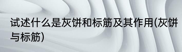 试述什么是灰饼和标筋及其作用(灰饼与标筋)