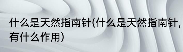 什么是天然指南针(什么是天然指南针,有什么作用)