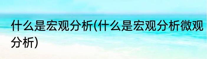 什么是宏观分析(什么是宏观分析微观分析)