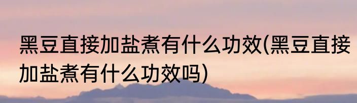 黑豆直接加盐煮有什么功效(黑豆直接加盐煮有什么功效吗)
