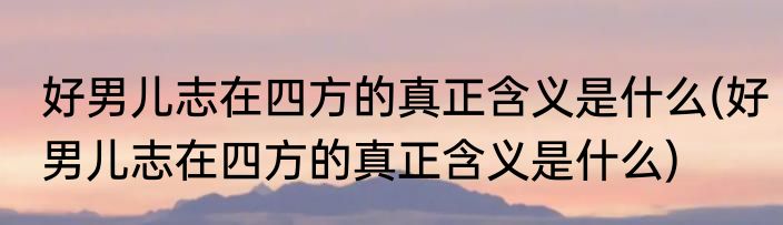 好男儿志在四方的真正含义是什么(好男儿志在四方的真正含义是什么)