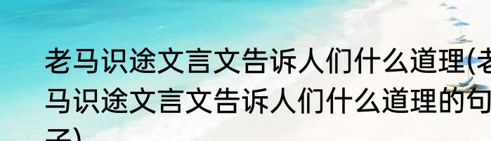 老马识途文言文告诉人们什么道理(老马识途文言文告诉人们什么道理的句子)
