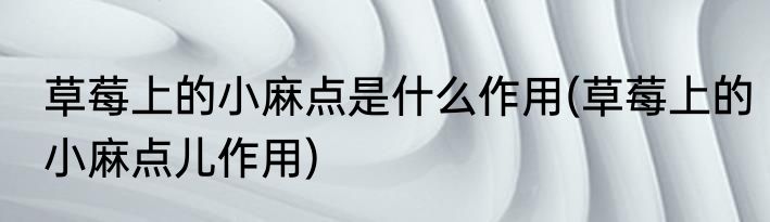 草莓上的小麻点是什么作用(草莓上的小麻点儿作用)