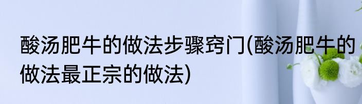 酸汤肥牛的做法步骤窍门(酸汤肥牛的做法最正宗的做法)