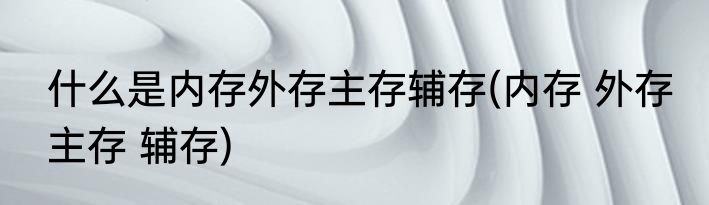什么是内存外存主存辅存(内存 外存 主存 辅存)