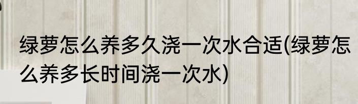 绿萝怎么养多久浇一次水合适(绿萝怎么养多长时间浇一次水)