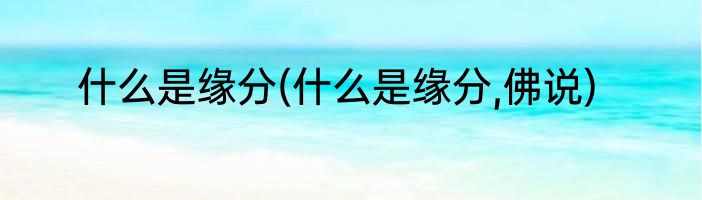 什么是缘分(什么是缘分,佛说)