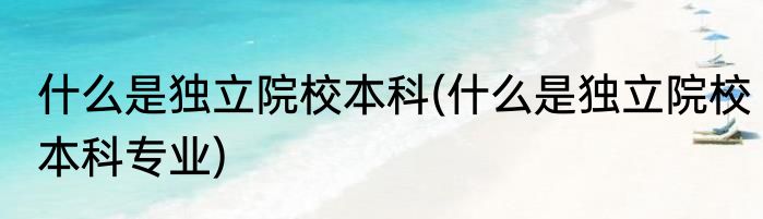 什么是独立院校本科(什么是独立院校本科专业)