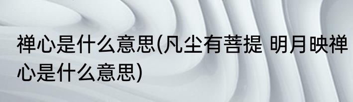 禅心是什么意思(凡尘有菩提 明月映禅心是什么意思)