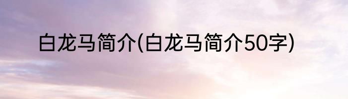 白龙马简介(白龙马简介50字)