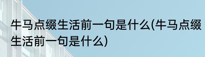 牛马点缀生活前一句是什么(牛马点缀生活前一句是什么)