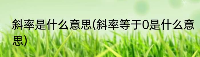 斜率是什么意思(斜率等于0是什么意思)