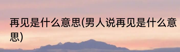 再见是什么意思(男人说再见是什么意思)