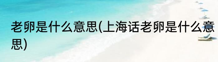 老卵是什么意思(上海话老卵是什么意思)