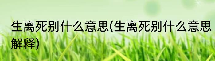 生离死别什么意思(生离死别什么意思解释)