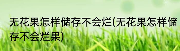 无花果怎样储存不会烂(无花果怎样储存不会烂果)