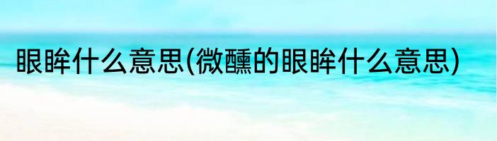 眼眸什么意思(微醺的眼眸什么意思)