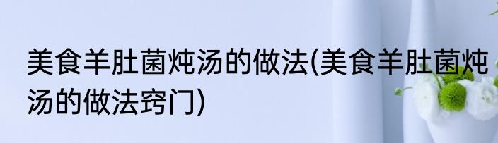 美食羊肚菌炖汤的做法(美食羊肚菌炖汤的做法窍门)