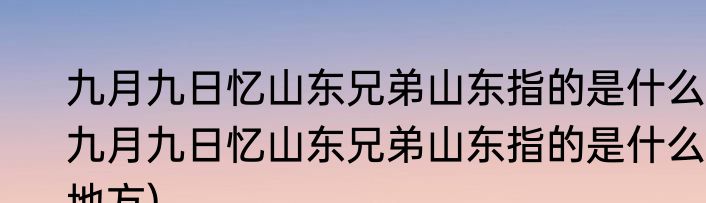 九月九日忆山东兄弟山东指的是什么(九月九日忆山东兄弟山东指的是什么地方)