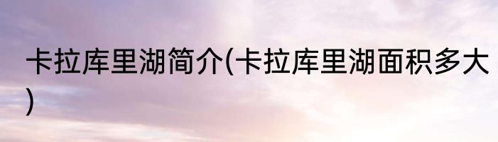 卡拉库里湖简介(卡拉库里湖面积多大)