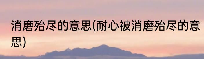 消磨殆尽的意思(耐心被消磨殆尽的意思)