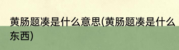 黄肠题凑是什么意思(黄肠题凑是什么东西)