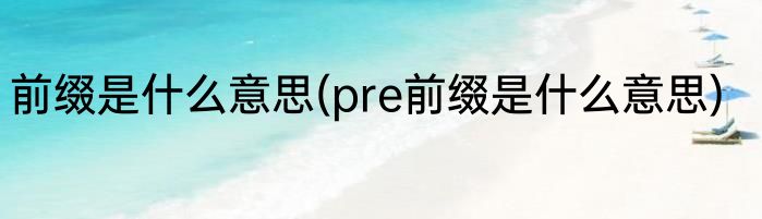 前缀是什么意思(pre前缀是什么意思)
