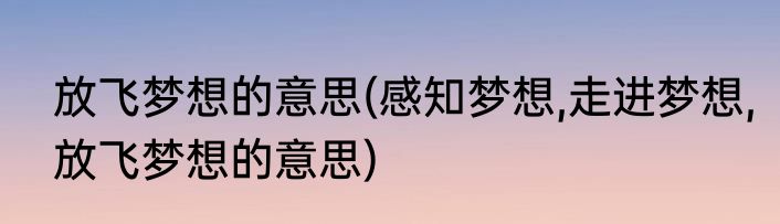 放飞梦想的意思(感知梦想,走进梦想,放飞梦想的意思)