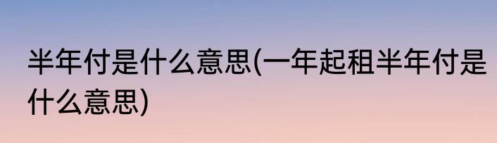 半年付是什么意思(一年起租半年付是什么意思)