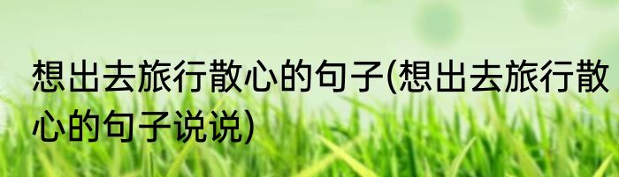 想出去旅行散心的句子(想出去旅行散心的句子说说)