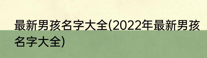 最新男孩名字大全(2022年最新男孩名字大全)