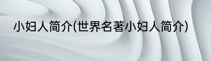 小妇人简介(世界名著小妇人简介)