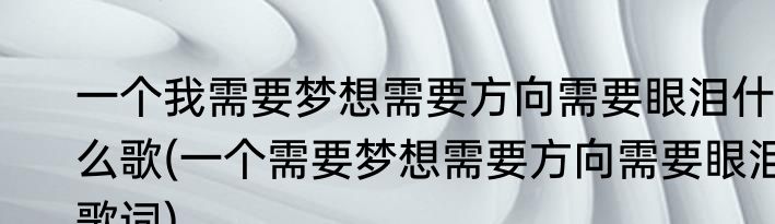 一个我需要梦想需要方向需要眼泪什么歌(一个需要梦想需要方向需要眼泪歌词)